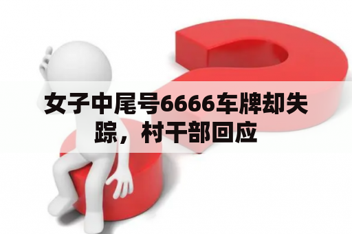 女子中尾号6666车牌却失踪，村干部回应