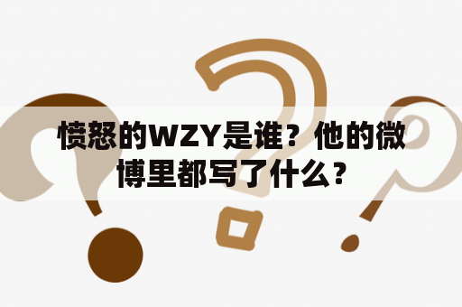 愤怒的WZY是谁？他的微博里都写了什么？