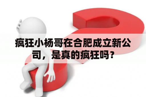 疯狂小杨哥在合肥成立新公司，是真的疯狂吗？