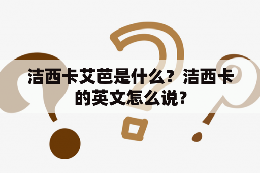 洁西卡艾芭是什么？洁西卡的英文怎么说？