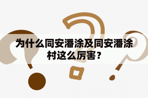 为什么同安潘涂及同安潘涂村这么厉害？